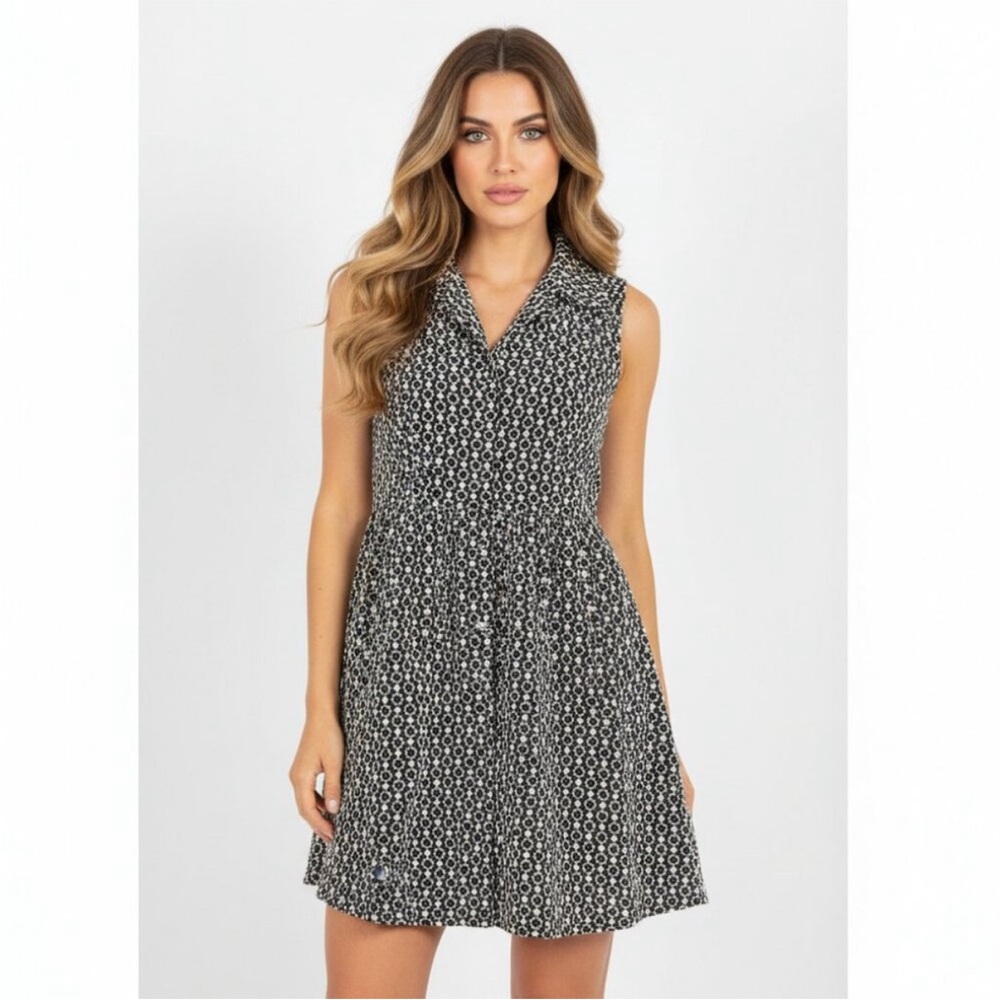 NWT Tuckernuck Pomander Pl Black White Eyelet Sleeveless Noelle Dress XS